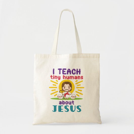 Ik leer Tiny Humans over Jezus Zondag School Tote Bag (Voorkant)
