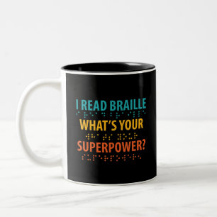 Ik lees braille wat je Superpower is Tweekleurige Koffiemok
