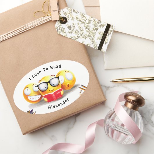 Ik lees graag boeken ovale sticker (Geschenken)