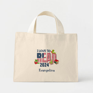 IK LEES GRAAG de Amerikaanse vlag 2024 Kinder Mini Tote Bag