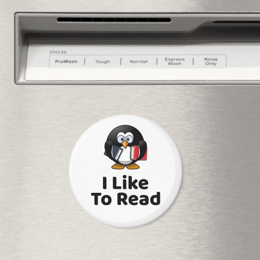Ik lees graag Pinguïn Grappig Lezen Magneet (Insitu (Vaatwasser))
