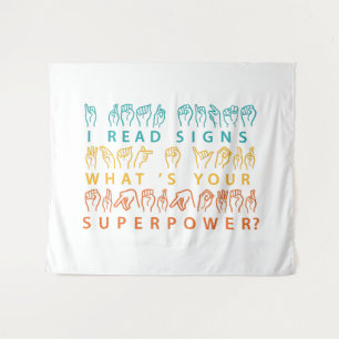 Ik lees handtekeningen wat je Superpower Sign Lang Wandkleed