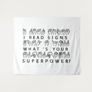 Ik lees handtekeningen wat je Superpower Sign Lang Wandkleed