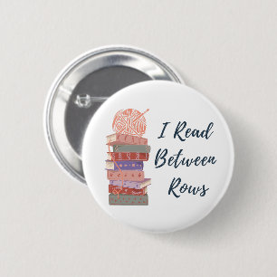 Ik Lees Tussen De Regels Haak Brei Boek Liefhebber Ronde Button 5,7 Cm