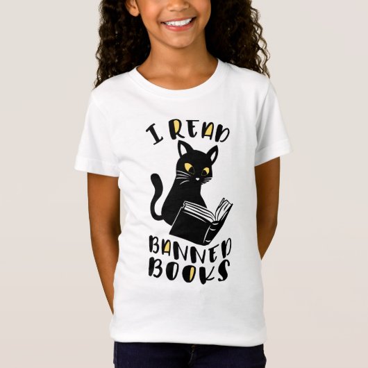 Ik lees verboden boeken Cat T-shirt (Voorkant)
