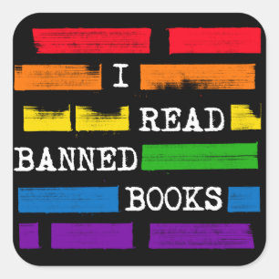 Ik lees verboden boeken Rainbow geredigeerd Vierkante Sticker