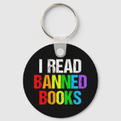 Ik Lees Verboden Boeken Regenboog Sleutelhanger (Voorkant)