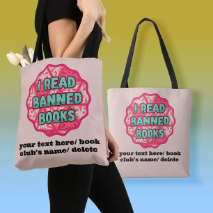 Ik lees verboden boeken Retro aangepaste tekst Draagtas