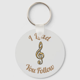 Ik leid je Music Gold Clef Symbol Teacher volgen Sleutelhanger