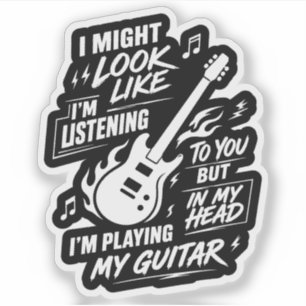 Ik Lijk Wel Te Luisteren Gitaar Sticker