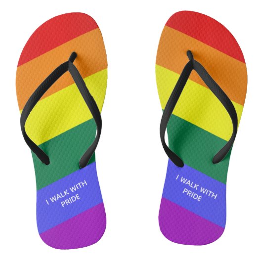 "Ik loop met trots" Rainbow Gay Pride Flag Teenslippers (Voetbed)