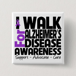 Ik loop naar Alzheimer's Disease Awareness Vierkante Button 5,1 Cm