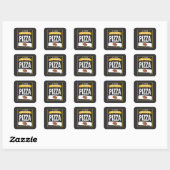 Ik loop omdat ik graag Pizza Funny Novelty zie lop Vierkante Sticker (Vel)