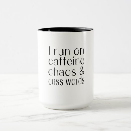 Ik loop op Caffeine Chaos en Cuss Words Mok (Midden)