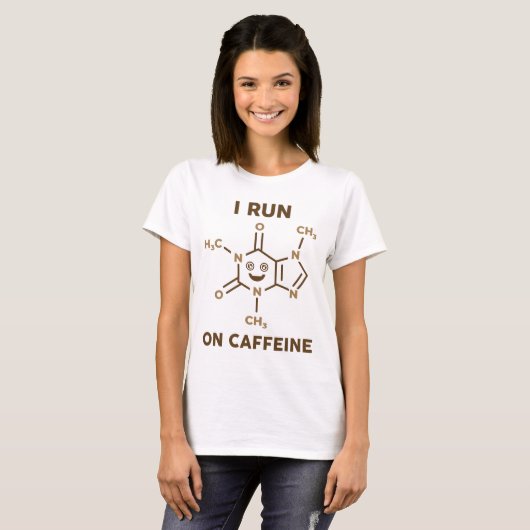 Ik loop op Caffeine Molecule T-shirt (Voorkant volledig)