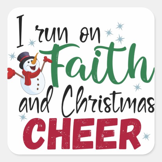 Ik loop op Faith en Kerstmis Cheer Cute Holiday Vierkante Sticker (Voorkant)