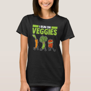 Ik loop op groenten Wortel Broccoli Vegan Voedsel T-shirt