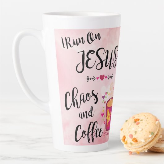 Ik loop op Jezus, Chaos en koffie Latte Mok (In situ)