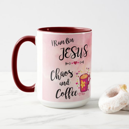 Ik loop op Jezus, Chaos en koffie Mok (Met donut)