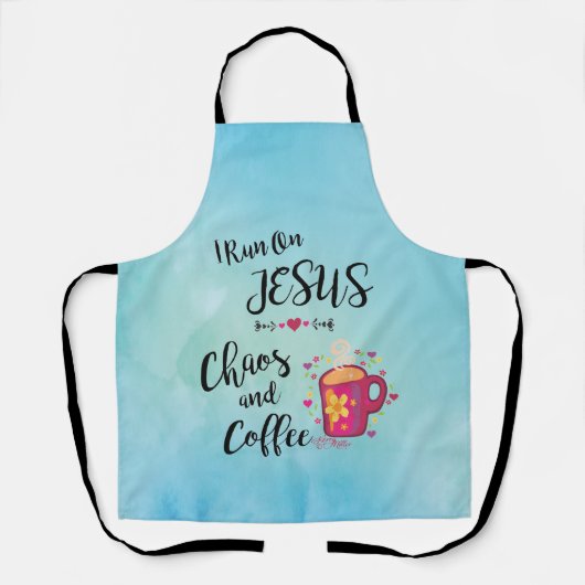 Ik loop op Jezus, Chaos en koffie Schort. Schort (Voorkant)