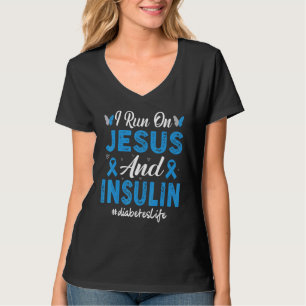 Ik loop op Jezus en insuline Diabetes Bewustzijn C T-shirt