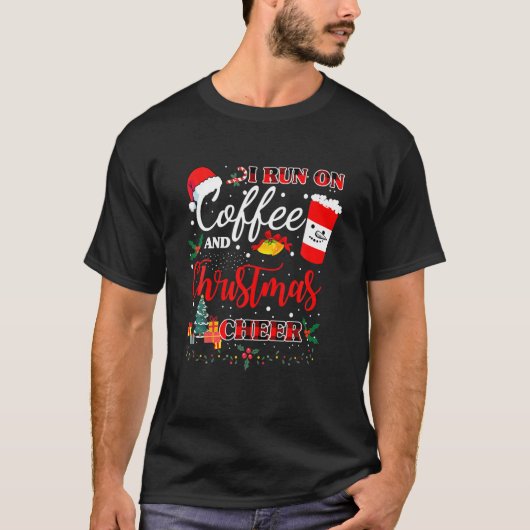 Ik loop op koffie en kerstmis, grappige kerstmis. t-shirt (Voorkant)