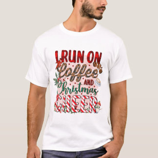 Ik loop op koffie en kerstmis. t-shirt
