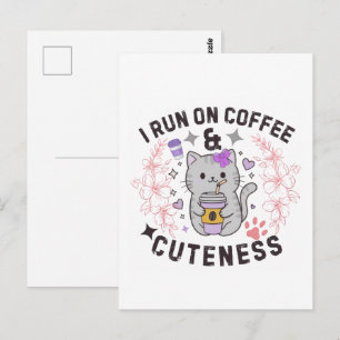 Ik loop op koffie en schattigheid Zoete Kitty-ontw Briefkaart