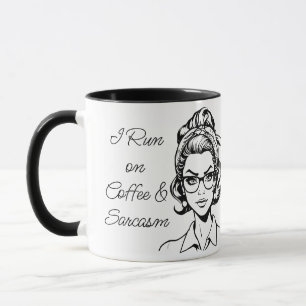Ik loop op koffie & sarcasme Grappige quote Mok