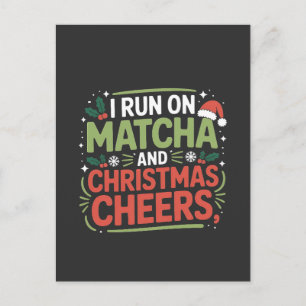 Ik loop op Matcha en Kerst Cheers Groene Drank Feestdagenkaart