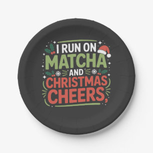 Ik loop op Matcha en Kerst Cheers Groene Drank Papieren Bordje