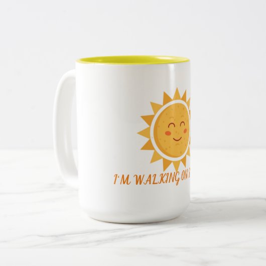 Ik loop op zonneschijn twee Toon. Tweekleurige Koffiemok (Voorkant links)