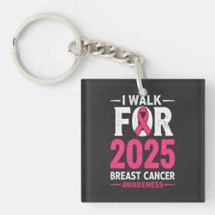 Ik loop voor 2025 Borstkanker Mannen Basic T-shirt Sleutelhanger