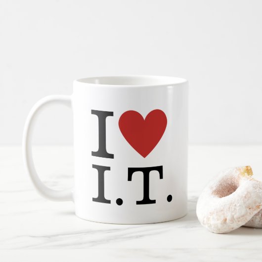 Ik ❤️ Love I.T. AANPASBAAR Koffiemok (Met donut)