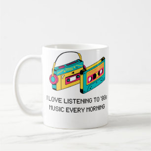 Ik luister elke ochtend naar muziek uit de jaren t koffiemok