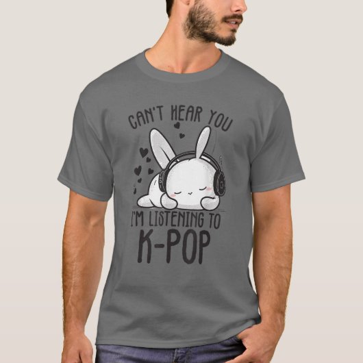 Ik luister naar Kpop Rabbit K-pop T-shirt (Voorkant)