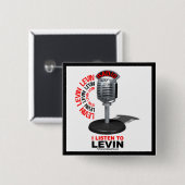 Ik luister naar Levin Vierkante Button 5,1 Cm (Voorkant /achterkant)