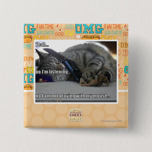 Ik luister vierkante button 5,1 cm (Voorkant)