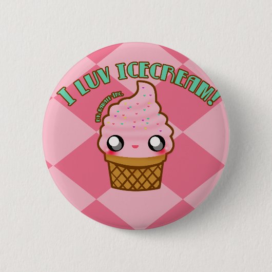 Ik luv Icecream. Ronde Button 5,7 Cm (Voorkant)