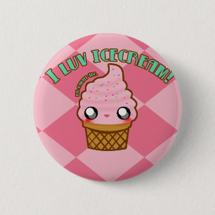 Ik luv Icecream. Ronde Button 5,7 Cm