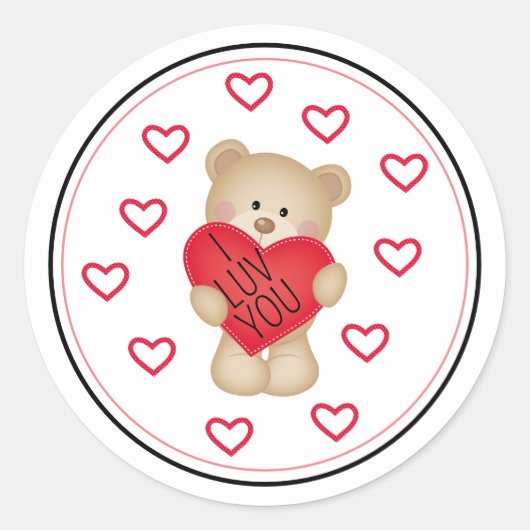 IK LUV JOU Teddy Bear Sticker (Voorkant)
