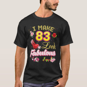 Ik maak 83 aanstootgevende 83x gelukkige vogelroze t-shirt