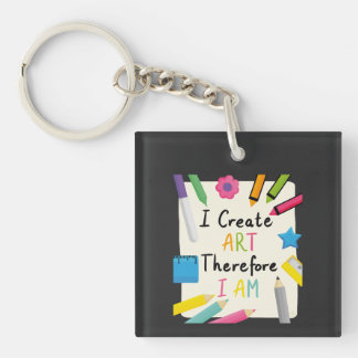 Ik maak kunstbericht met kleurrijk schrijfgerei sleutelhanger