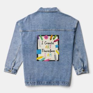 Ik maak kunstbericht met kleurrijk schrijfwaren denim jacket