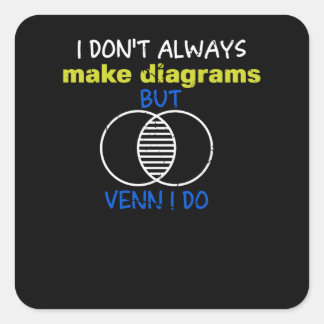 Ik maak niet altijd Diagrammen maar Venn Vierkante Sticker