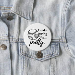 Ik maak String Crafts / Yarn Typografie Ronde Button 7,6 Cm