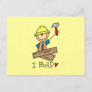 Ik maak T-shirts met stokfiguur timmerman Briefkaart