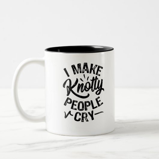 Ik maak van Knotty People Cry Tweekleurige Koffiemok (Links)