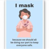 Ik maskeer omdat we allemaal... vinyl sticker moet (Voorkant)