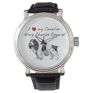Ik ❤ mijn Cavalier koning Charles Spaniel uniek! Horloge
